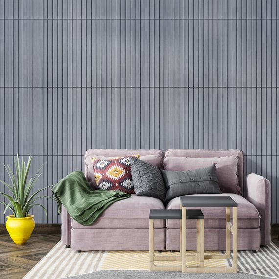 Покриття вінілове самоклеюче 3D рейки тік сивий 600*600*2,8мм (D) SW-00002206 | Зображення 5