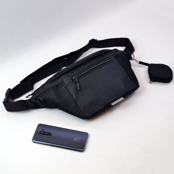 Чоловіча сумка бананка поясна, Зручна чорна бананка, Бананка для хлопців Сумка чорна LZ-66 | Зображення 4