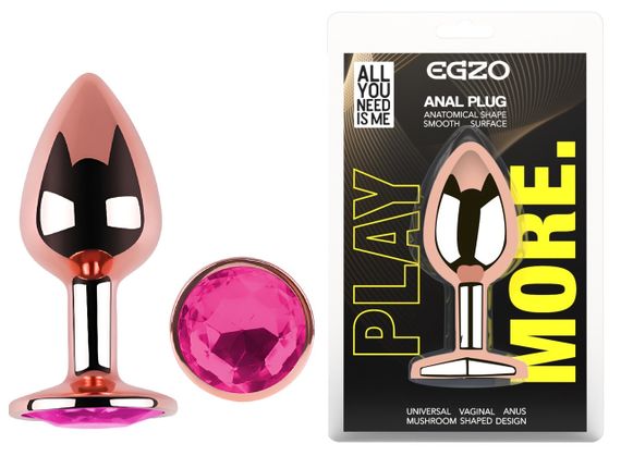 Анальна пробка з кристалом EGZO - Rose Gold Round Plug Rose size M Sex Aura