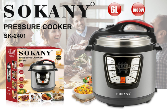 Мультиварка скороварка мультипіч Sokany SK-2401 багатофункціональна 6 л 1000 Вт | Зображення 2