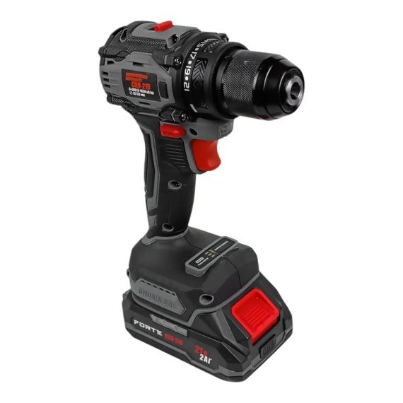 Безщітковий акумуляторний шурупокрут FORTE CDR-21B 21В, 40Нм, 0-400/0-1450 об/хв, 2 акумулятори, металевий патрон, кейс | Зображення 2