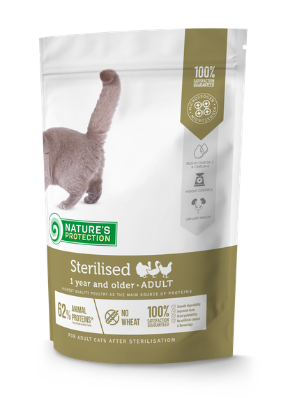 Корм Nature's Protection Sterilised сухой для стерилизованных кошек и кошек 0.4 кг