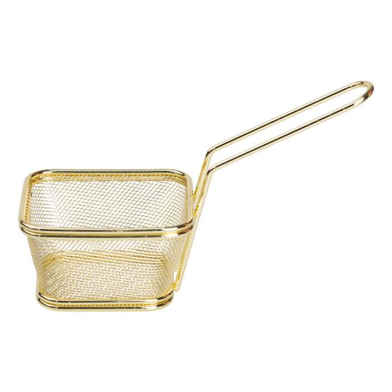 Корзина сервировочная для подачи картофеля фри и снеков 10.5×9×5.5 см Золотой HP-19-4-S-G | Зображення 1