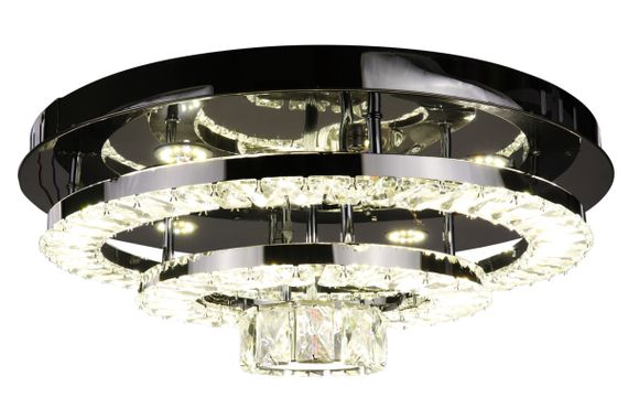 Люстра стельова кришталева LED з пультом 25665 Хром 19х50х50 см. | Зображення 3