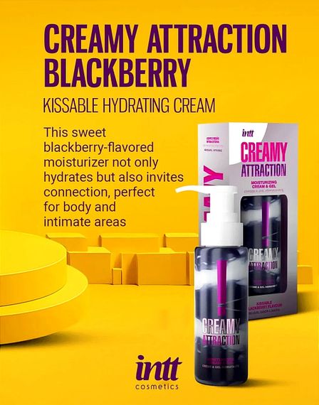 Крем-гель для тела Intt Creamy Attraction Blackberry, для поцелуев, 100 мл Sex Aura | Зображення 1