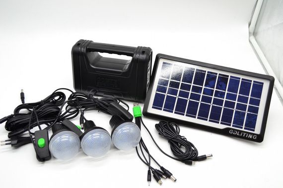 Сонячна станція потужний ліхтар акумулятор Power bank Сонячна панель + 3 лампи | Зображення 1