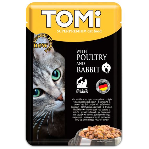 Корм TOMi Superpremium Poultry Rabbit вологий для котів з птахом та кроликом 100 гр