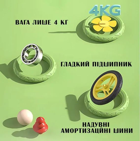 Велобіг з дельфіном, складаний беговел від 2 до 5 років, надувні колеса 12", навантаження до 40 кг, ВА03 4 кг | Зображення 9