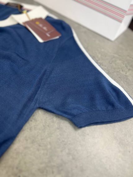 Трикотажне поло Loro Piana блакитного кольору з "V" подібним вирізом f696 | Зображення 1