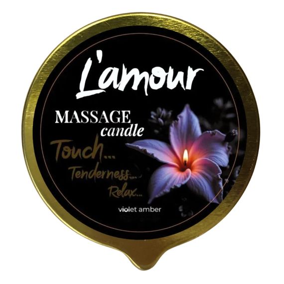 Масажна свічка L'amour Violet Amber, золота, 70 мл Sex Aura