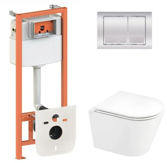 Набір Qtap Nest 4 в 1 підвісний унітаз Scorpio Ultra Quiet 520x365x365 + комплект інсталяції QT1433053EUQW45162