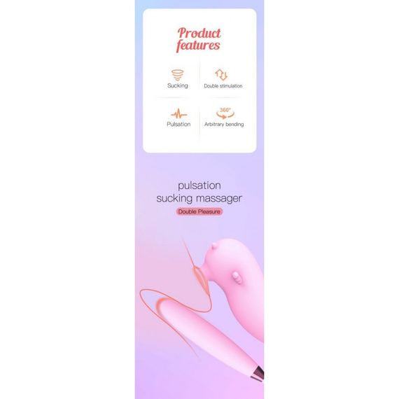 Двойной вибратор с вакуумной стимуляцией Viola с пульсацией и подогревом, розовый sexstyle | Зображення 6