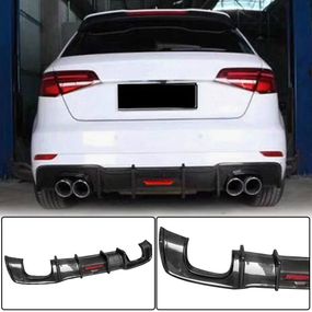 Дифузор заднього бампера V1 (для S-Line HB 2017-2020, Карбон) для Ауди A3 рр