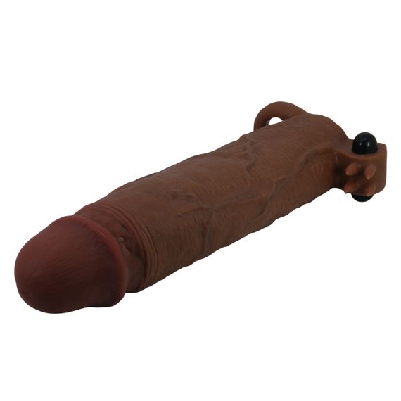 Подовжуюча насадка з вібростимуляцією Pretty Love - Xerxes Vibrating Penis Sleeve Brown, BI-026282Z-1 Sex Aura | Зображення 3