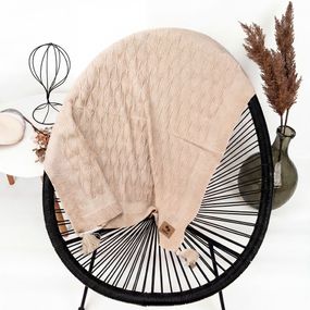 Дитячий плед демісезонний з китицями св.бежевий 80*90