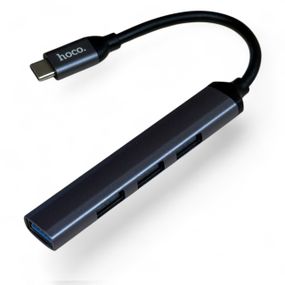 Концентратор конвертор USB хаб Hoco HB26 Type-C на 4 порта USB 3.0 / 3xUSB 2.0 - Grey