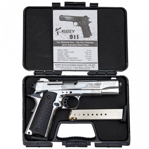KUZEY 911#6 Matte Chrome Plating, Engraved/Black Grips + магазин | Зображення 5