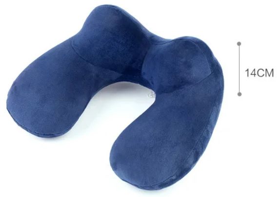 Надувная подушка-подголовник Pillow для путешествий велюровая - Dark Blue | Зображення 4