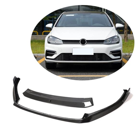 Накладка на передній бампер Lip V2 (для R/R-Line 2017-2020, Карбон) для Volkswagen Golf 7/E-Golf рр