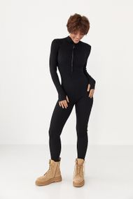 Трикотажний комбінезон в рубчик - чорний цвет, ONE SIZE (є розміри)