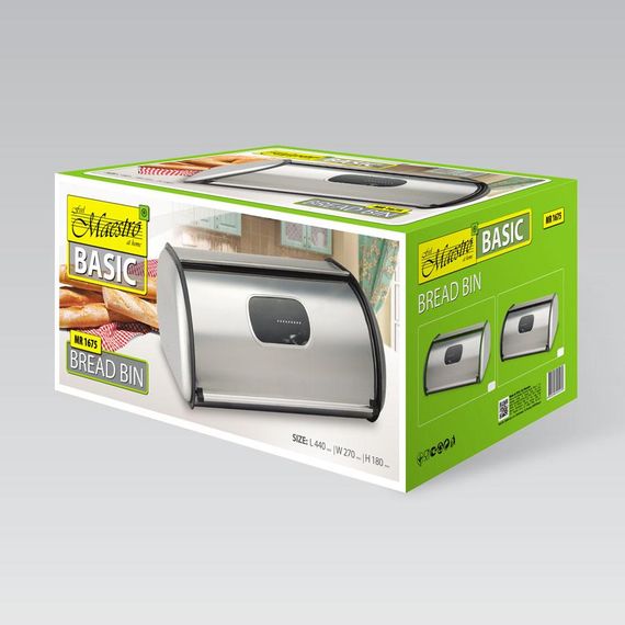 Набор хлебниц из нержавеющей стали Maestro MR-1675, 2 шт с откидной крышкой | Зображення 7