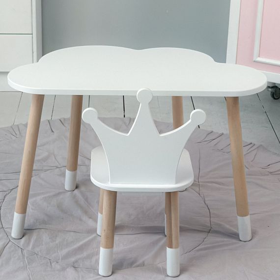 Стіл хмарка і стільчик дитячий  біла корона. Столик для занять, ігор, їжі | Зображення 6