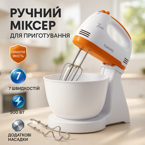 Побутовий міксер для кухні, Міксер ручний потужний кухонний з режимами швидкості AR-92
