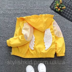 Дитяча жовта вітровка для дівчинки з крилами, на весну/осінь, демісезонна курточка для дівчинки