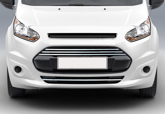 Накладки на передний бампер и решетку (4 шт, нерж) для Ford Connect 2014-2021 гг.