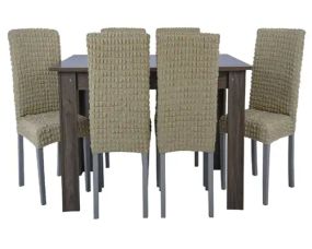 Комплект чохлів на стільці без оборки 6 штук (Крем)