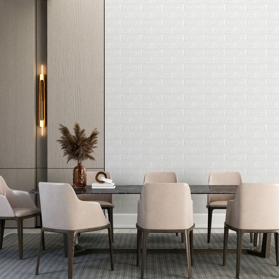 3D панель самоклеюча цегла Білий Матовий 700х770х5мм (001-5M) SW-00000587 | Зображення 4