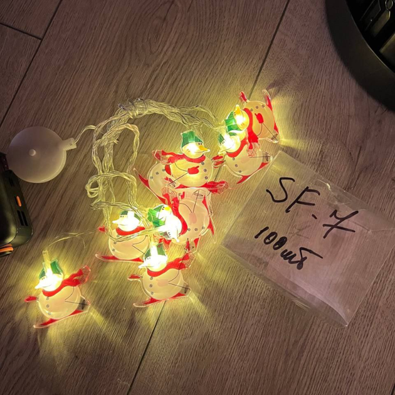 Музична гірлянда «Дід Морозик» 2,5 м, 10 LED-лампочок, живлення від USB, тепле біле світло та мікс, новорічна прикраса | Зображення 2