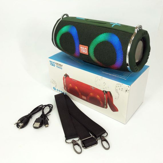 Портативна колонка TG642 з RGB підсвічуванням та ремінцем. VL-438 Колір: зелений | Зображення 2