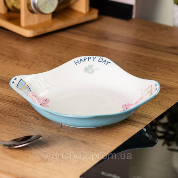 Порцелянова глибока глибока квадратна тарілка для дітей 350 мл HP-15-16 | Зображення 6