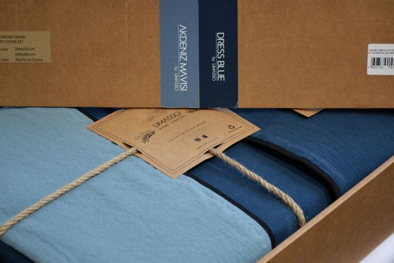 Постельное белье Limasso Stonewashed Essualte 200 х 220 см Akdeniz Mavisi - Dress Blue | Зображення 7