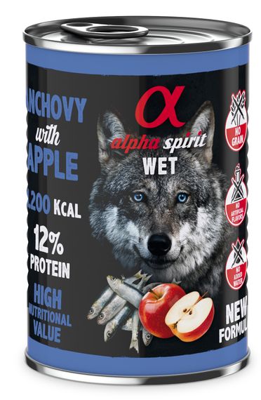 Корм Alpha Spirit Anchovy with Red apple влажный с анчоучами для взрослых собак 400 гр