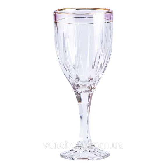 Келихи для вина із золотою облямівкою 6 шт по 250 мл Рожевий HP548 | Зображення 1