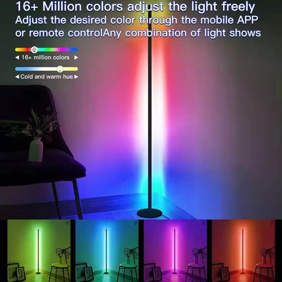Підлогова кутова LED-лампа RGB SAL-005B 120 cm Bluetooth USB with app | Зображення 1