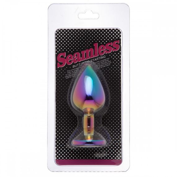 Райдужна анальна пробка Colorful Metall Heart, M | Зображення 1