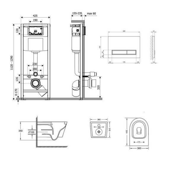 Готове рішення Qtap для ванної кімнати: підвісний унітаз Jay Ultra Quiet 485x360x320 + комплект інсталяції Nest 4 в 1 (лінійна | Зображення 1