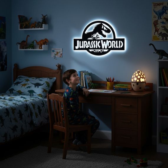 Панно декоративне картина на стіну Парк Юрського періоду LED підсвітка 16 кольорів пульт 500х329 acr-p000264 | Зображення 7