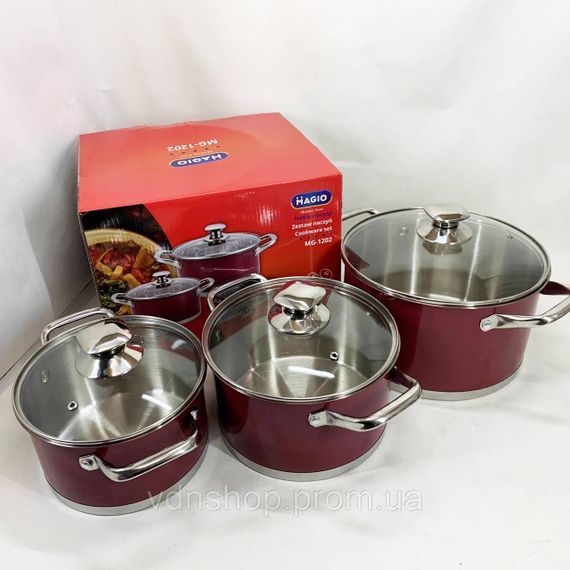 Набір посуду для дому, Набір високих каструль каструль з жаростійкою кришкою HV-19 | Зображення 8