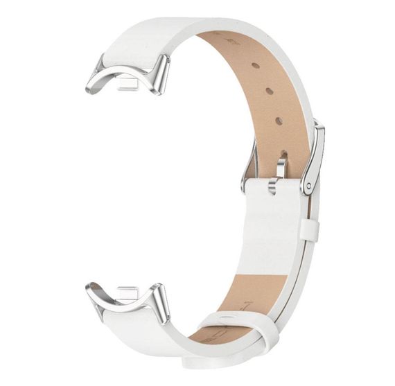 Шкіряний ремінець Mijobs для фітнес браслета Xiaomi Mi Smart Band 8 - White&Silver | Зображення 1