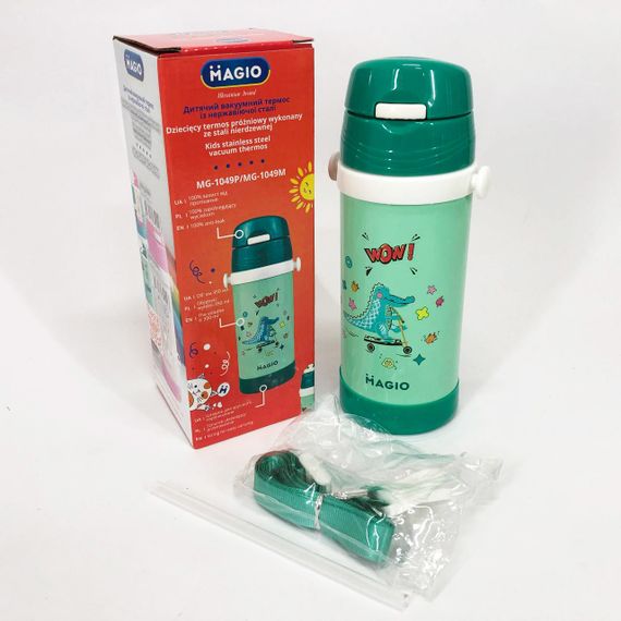 Дитячий вакуумний термос Magio MG-1049M з нержавіючої сталі 350 мл, Термос для чаю помповий | Зображення 3