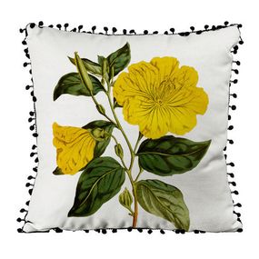 Подушка из мешковины с помпонами Желтый цветок 45x45 см (45PHBP_FLORA003)