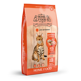 Корм Home Food «Курочка и креветка» сухой для активных взрослых котов 10 кг