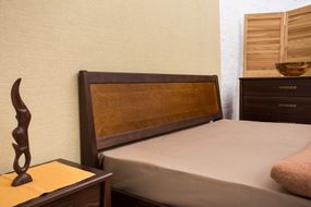 Ліжко двоспальне дерев'яне Сіті з ящиками 160х200, колір темний горіх