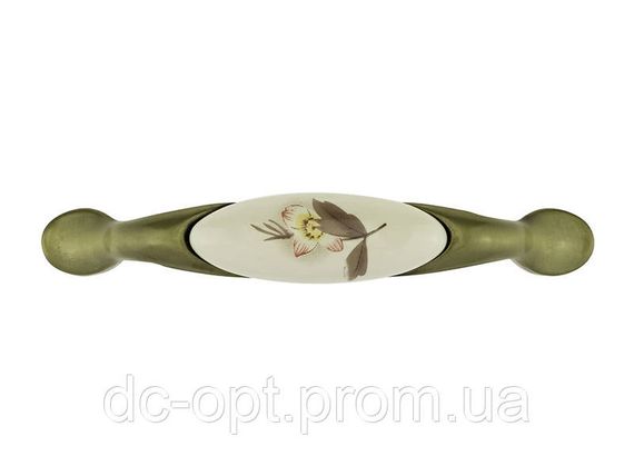 Ручка DP 197/96 AB/MLK7 Латунь/Бежева Квітка ДС ОптимаЛайн | Зображення 1