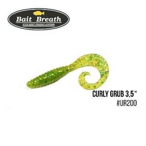 Силиконовая приманка, Съедобный силикон Bait Breath Curly Grub 3,5" (10шт) (Ur200 Chartreuse)