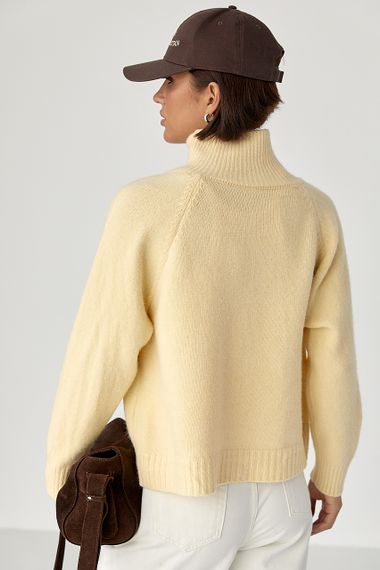 Короткий в'язаний кардиган на блискавці - лимонний цвет, ONE SIZE (є розміри) | Зображення 1